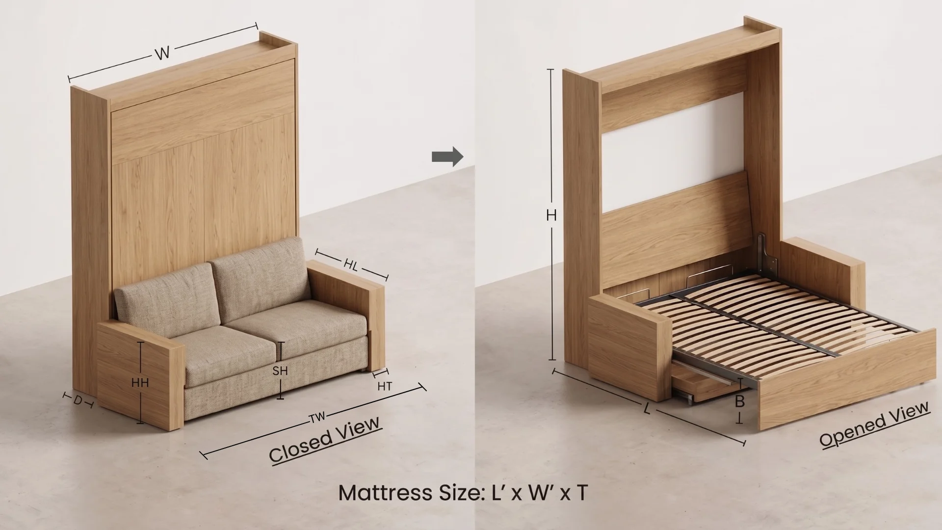 Premium wall bed with auto sync sofa